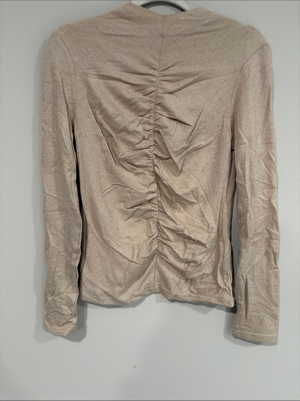 Mystree Beige Ruched Long Sleeve Top